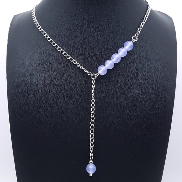 Handmade Jewelry - Purple Quartzite Chakra Gemstone Asymmetrical Adjustable Chain Necklace Handmade